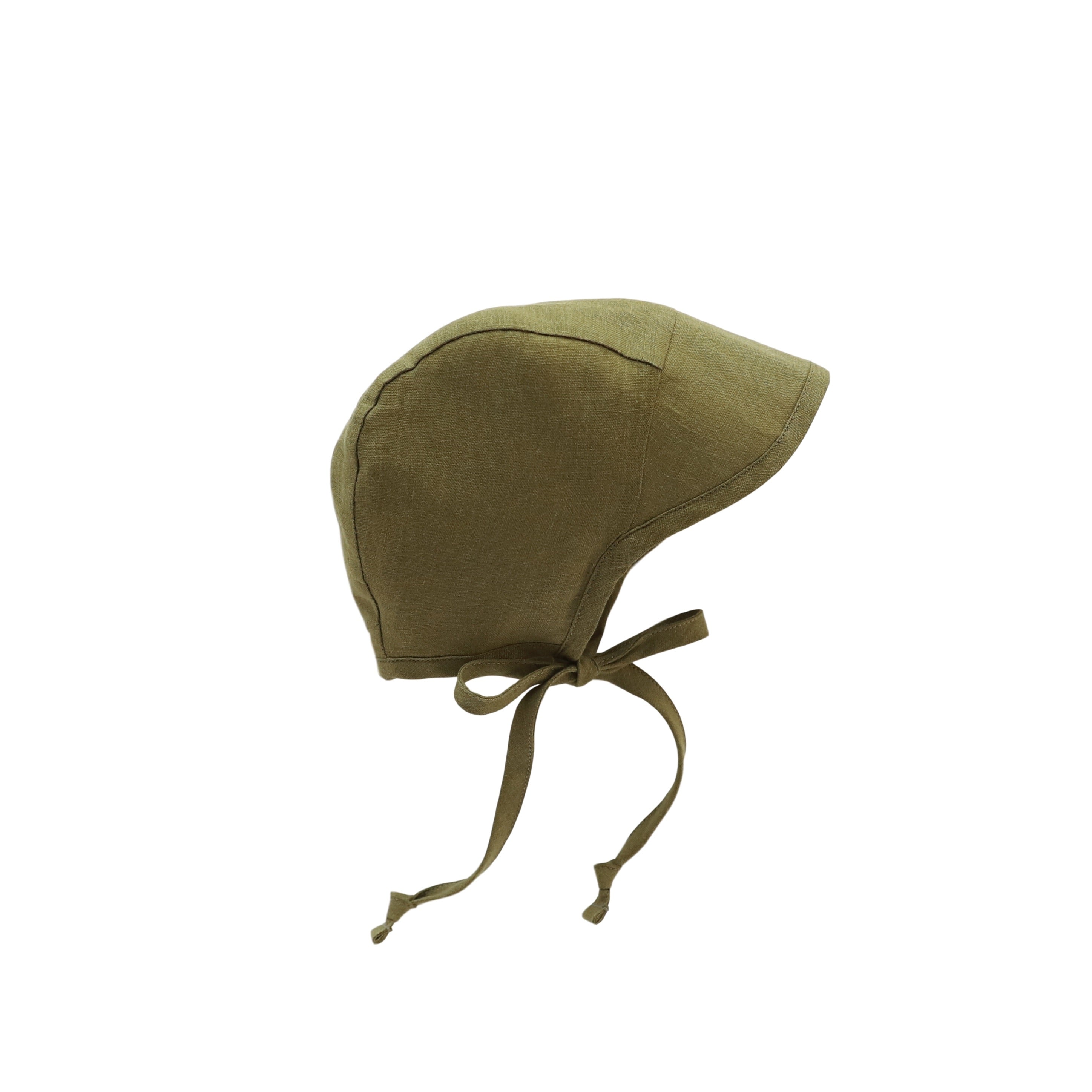 BRIMMED BONNET | OLIVE LINEN