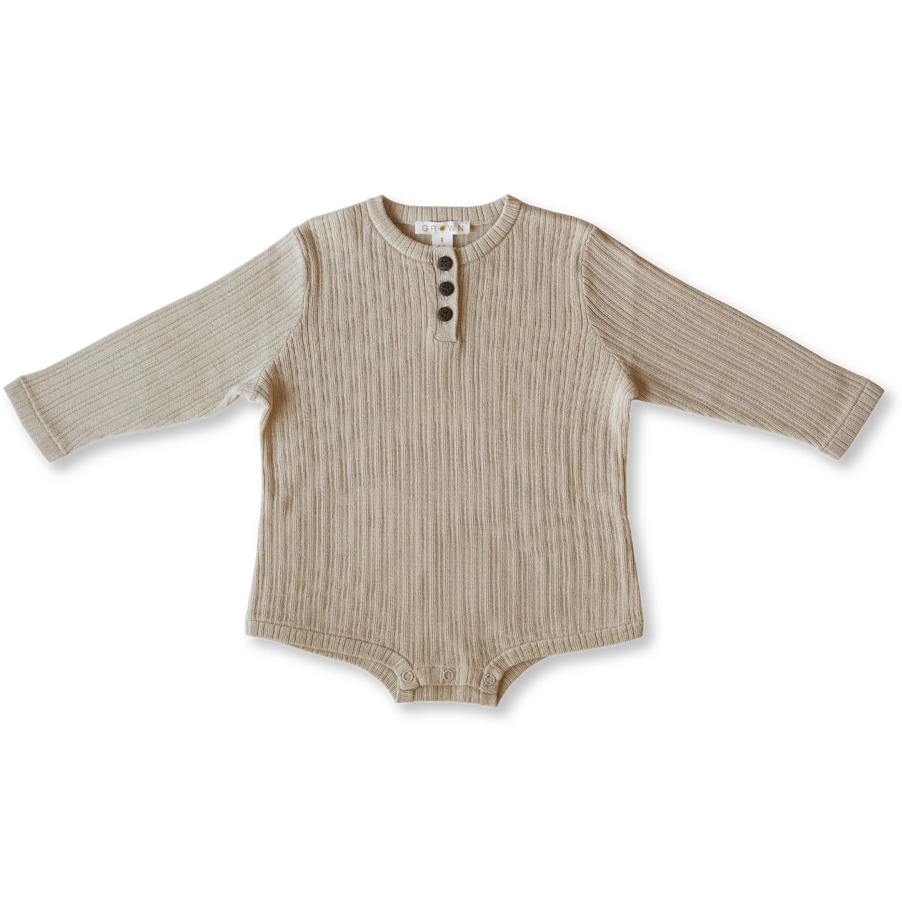 Ribbed Button Bodysuit | Natural