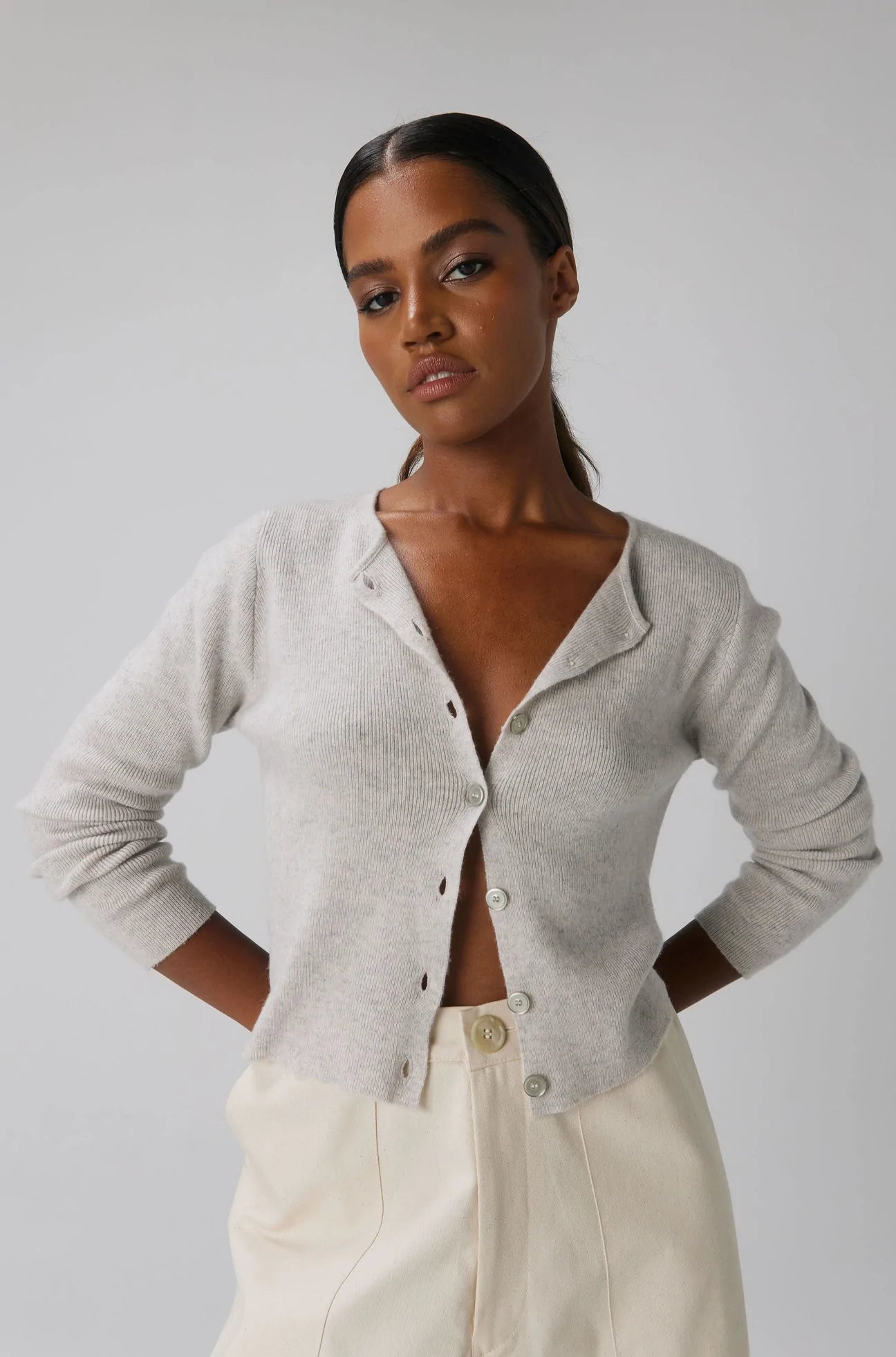 Grey cashmere cardigan shop